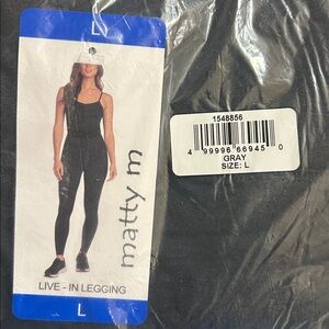NWT Matty M High Waist Live-in Leggings GRAY - size L casual active comfy summer